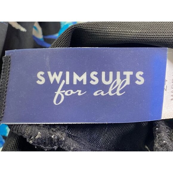 Swimsuits for All Women’s Plus 24 Twist Front Swim Dress One Piece Black New - Picture 2 of 9